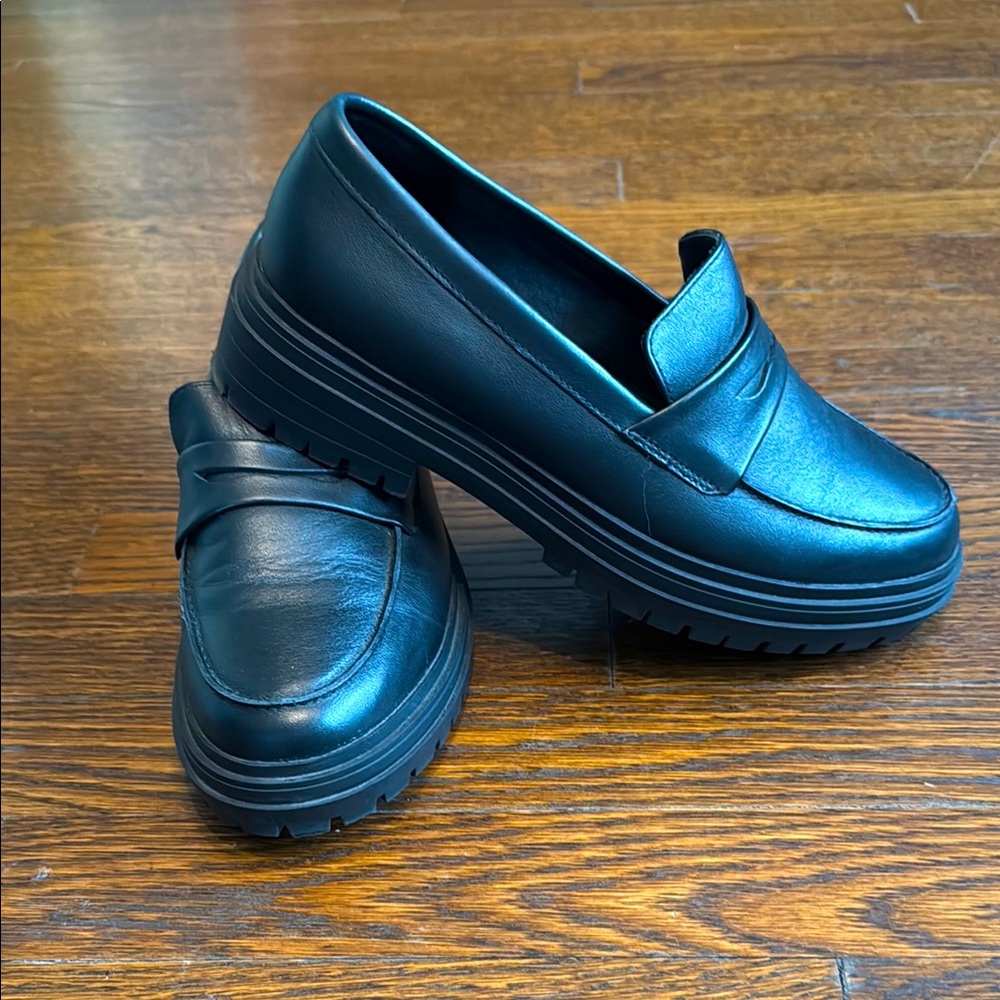 Leather Lug Sole Loafers